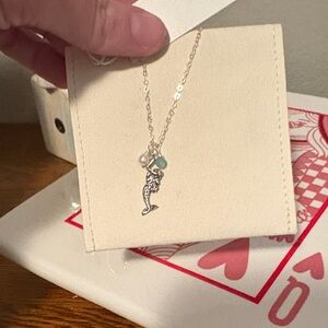 Silver Mermaid Pendant Necklace with Pearl and Blue Accents